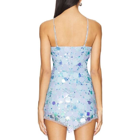 Lovers And Friends Quinn Embellished Mini Dress blue sequin Revolve S - Picture 4 of 8